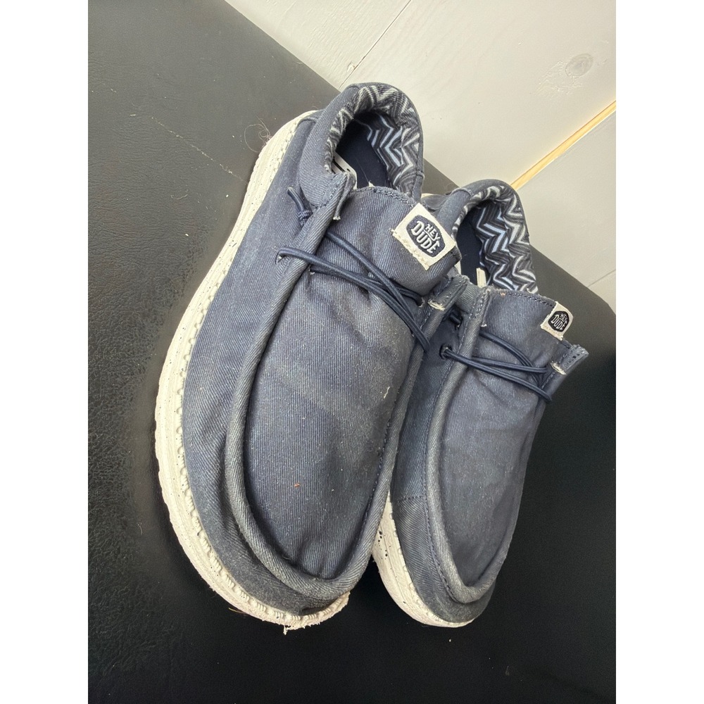 HEYDUDE Wally Y Stretch Canvas Navy Slip On Shoes Youth 6 41144-410